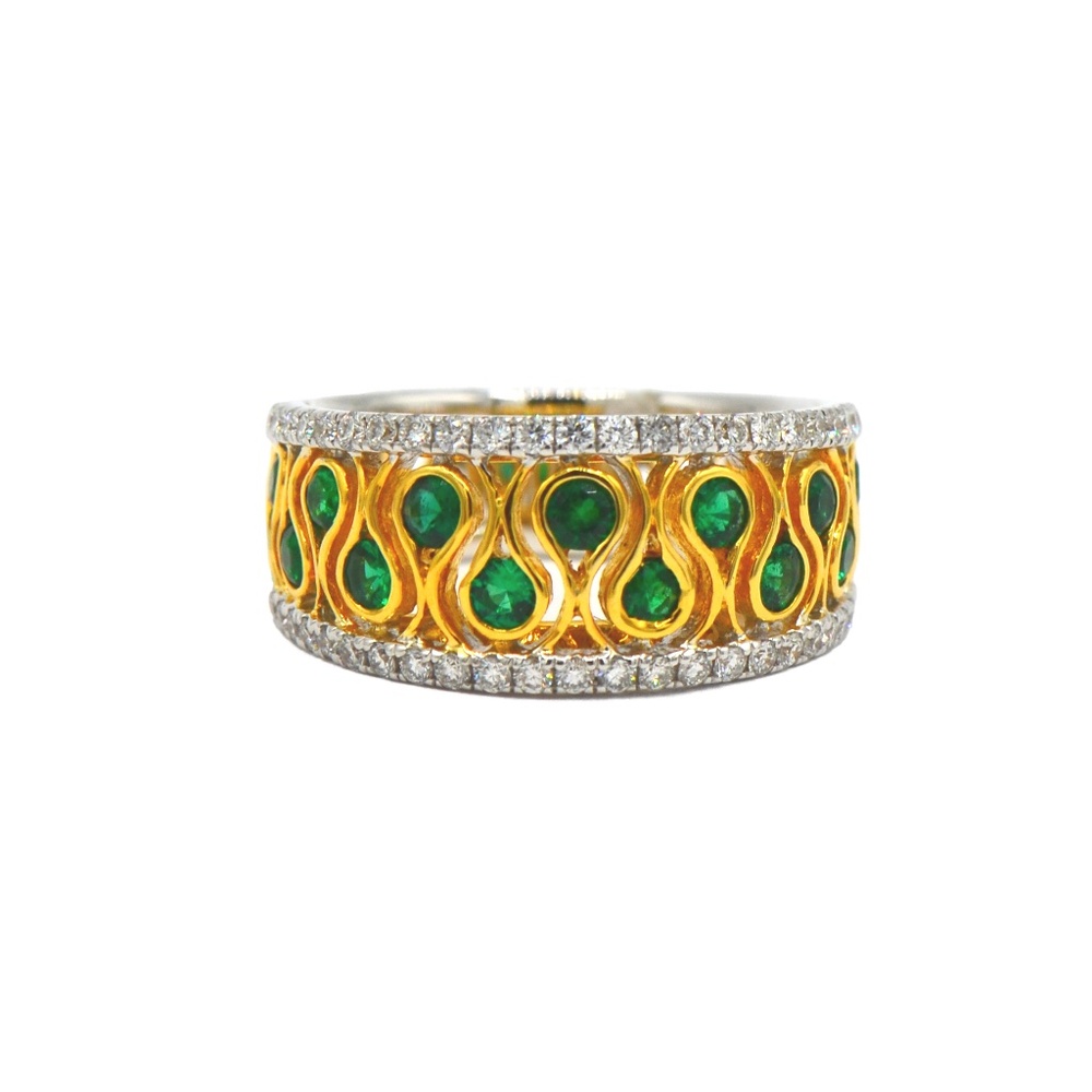 18k Yellow and White Gold Emerald Ring